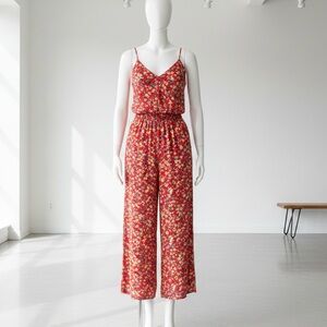 Madewell Red Floral Jumpsuit